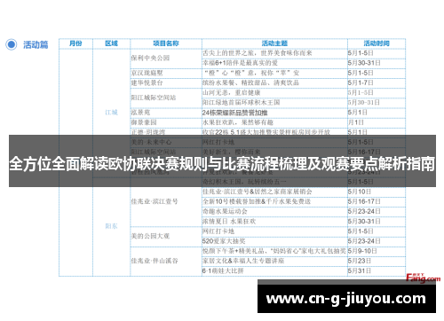 全方位全面解读欧协联决赛规则与比赛流程梳理及观赛要点解析指南
